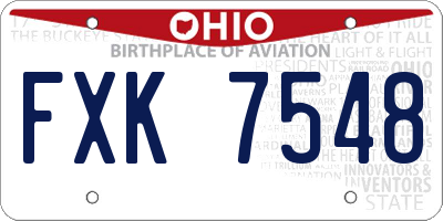 OH license plate FXK7548