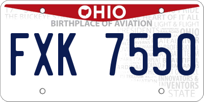 OH license plate FXK7550