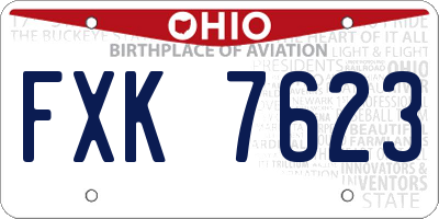 OH license plate FXK7623