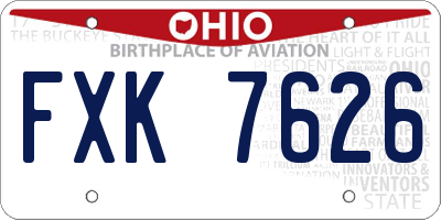 OH license plate FXK7626