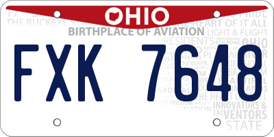 OH license plate FXK7648