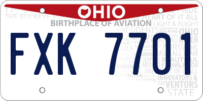 OH license plate FXK7701