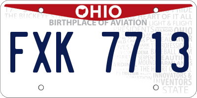 OH license plate FXK7713