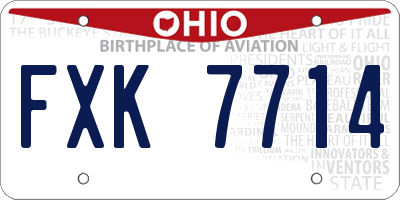 OH license plate FXK7714