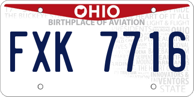 OH license plate FXK7716