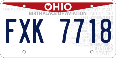 OH license plate FXK7718