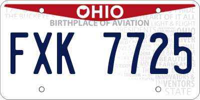 OH license plate FXK7725