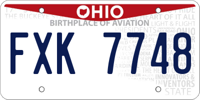 OH license plate FXK7748