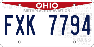 OH license plate FXK7794