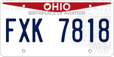 OH license plate FXK7818