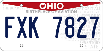 OH license plate FXK7827