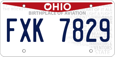 OH license plate FXK7829
