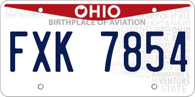 OH license plate FXK7854