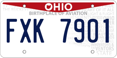 OH license plate FXK7901