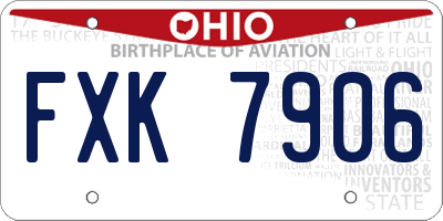 OH license plate FXK7906