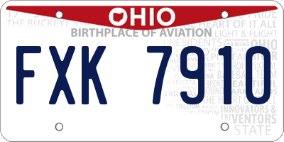 OH license plate FXK7910