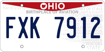 OH license plate FXK7912