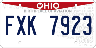 OH license plate FXK7923