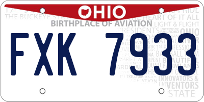 OH license plate FXK7933