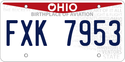 OH license plate FXK7953