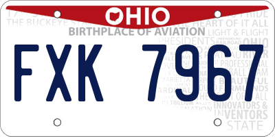 OH license plate FXK7967