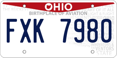 OH license plate FXK7980