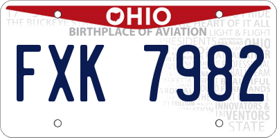 OH license plate FXK7982