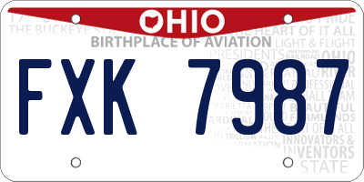 OH license plate FXK7987