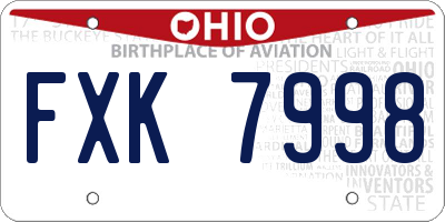 OH license plate FXK7998