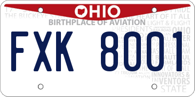 OH license plate FXK8001