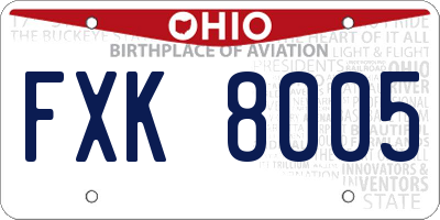 OH license plate FXK8005