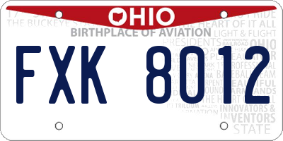 OH license plate FXK8012