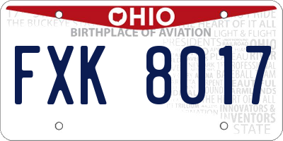 OH license plate FXK8017