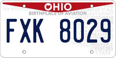 OH license plate FXK8029