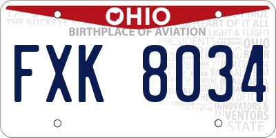 OH license plate FXK8034