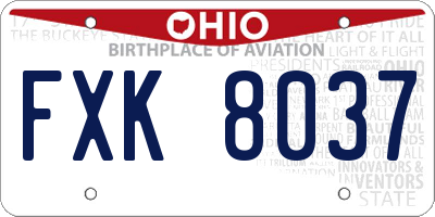 OH license plate FXK8037