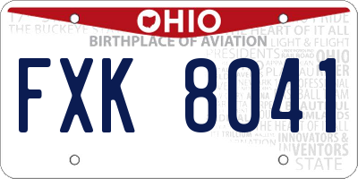 OH license plate FXK8041