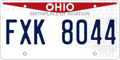 OH license plate FXK8044