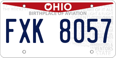 OH license plate FXK8057