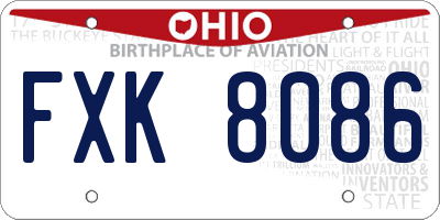 OH license plate FXK8086
