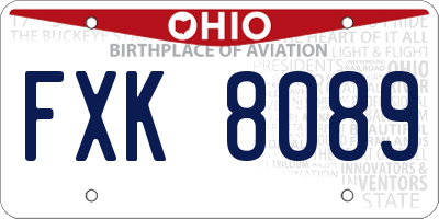 OH license plate FXK8089