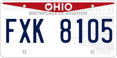 OH license plate FXK8105