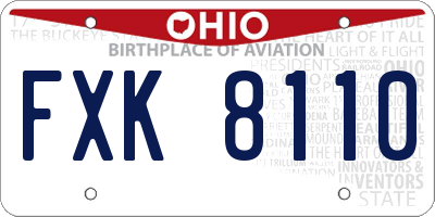 OH license plate FXK8110