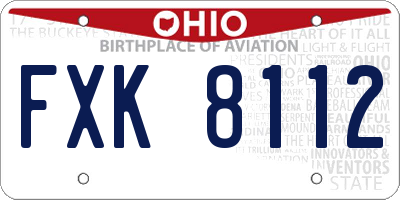 OH license plate FXK8112