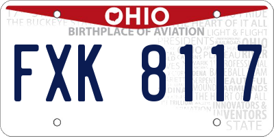 OH license plate FXK8117