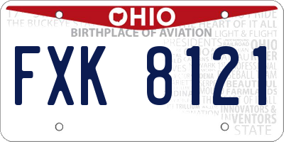 OH license plate FXK8121