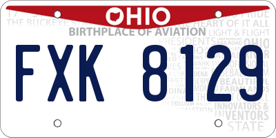 OH license plate FXK8129