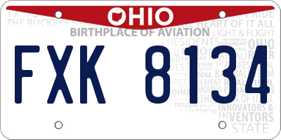 OH license plate FXK8134