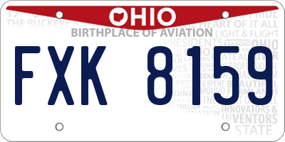 OH license plate FXK8159