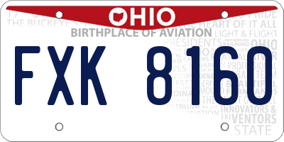 OH license plate FXK8160